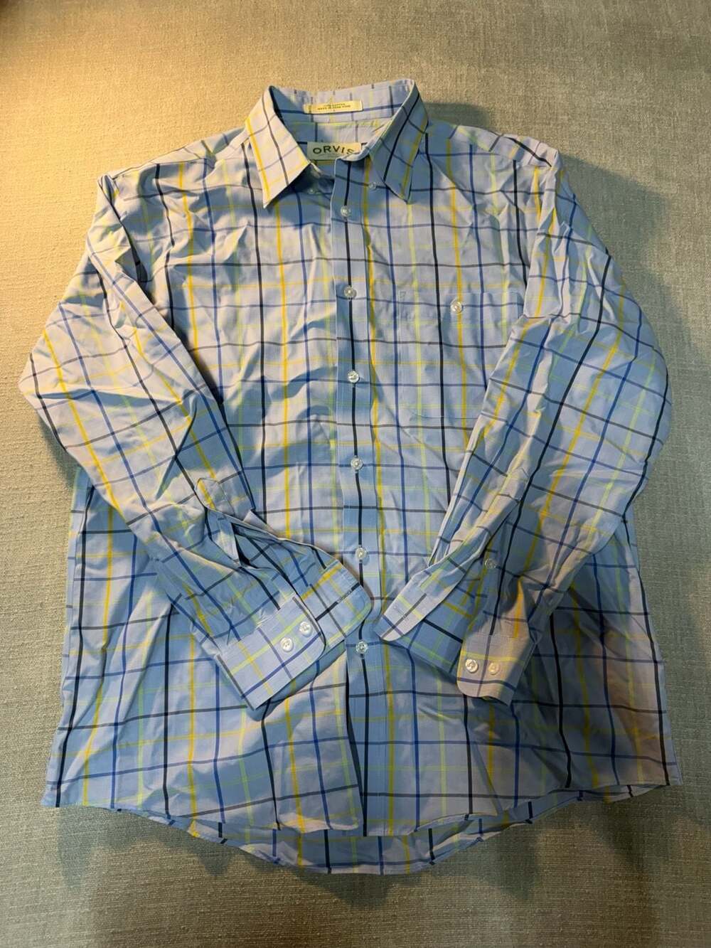Orvis 100% Cotton Long Sleeve Button Down Plaid Shirt